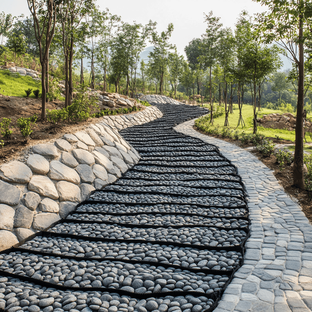 garden path made of geotextile